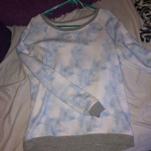 blue tye-dye crew neck